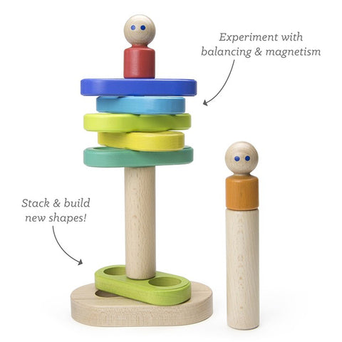 Magnetic Floating Wooden Stacker, Rainbow