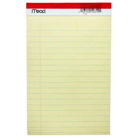 Junior Legal Pad, 5" x 8", 50 Sheets Per Pad, 12 Pads