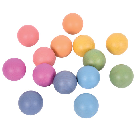 Rainbow Wooden Balls - Set of 14