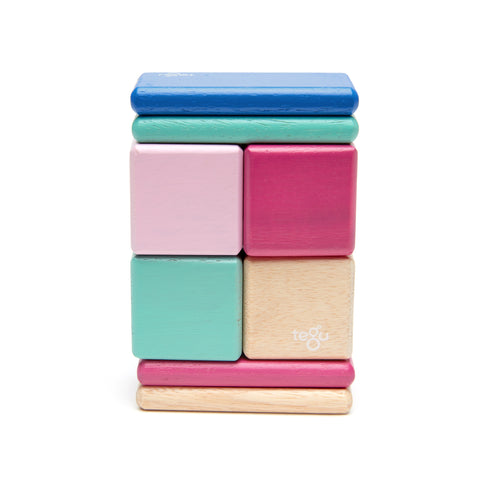 Magnetic Wooden Blocks, 8-Piece Pocket Pouch, Blossom