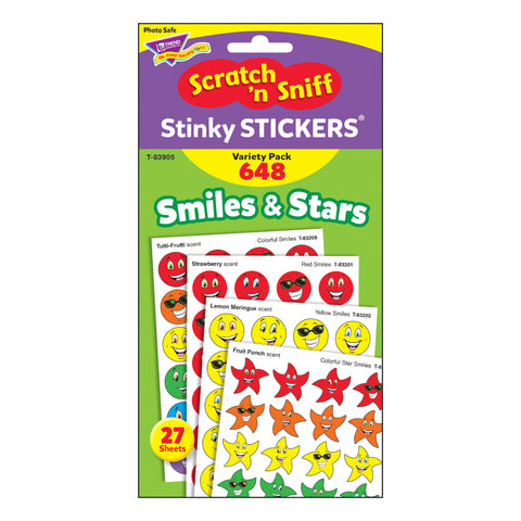 Smiles & Stars Stinky Stickers® Variety Pack, 648 Per Pack, 2 Packs