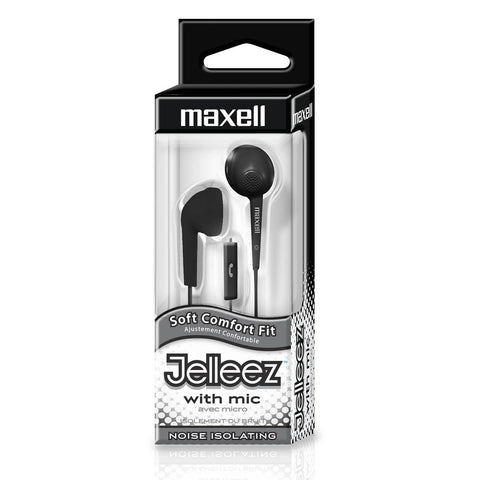 Jelleez™ Soft Earbuds with Mic, Black, Pack of 2