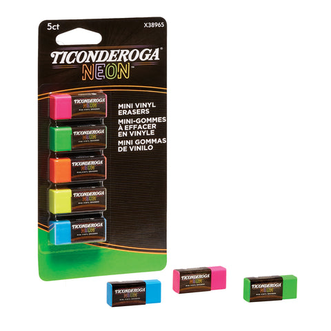 Mini Vinyl Erasers, Neon Assorted, 5 Per Pack, 12 Packs