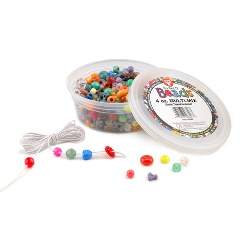 Bucket O’ Beads, Multi-Mix, Asstd Sizes, 4 oz Per Pack, 6 Packs