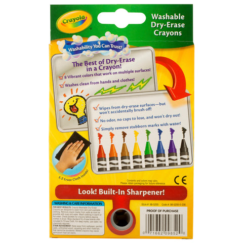 Dry Erase Washable Crayons, Vibrant Colors, 8 Per Box, 6 Boxes