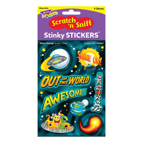 Space Out!/Alien Orange Mixed Shapes Stinky Stickers®, 32 Per Pack, 6 Packs