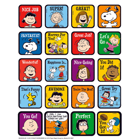 Peanuts® Motivational Theme Stickers, 120 Per Pack, 12 Packs