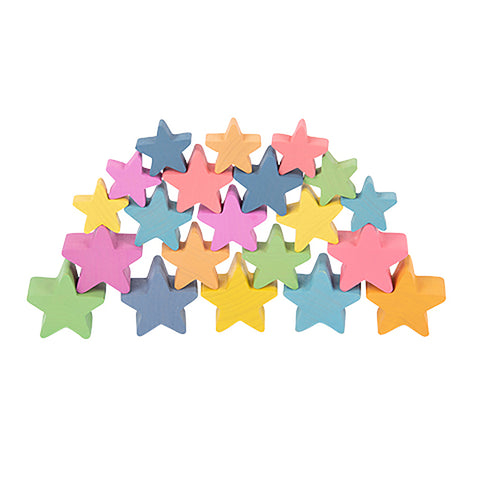 Rainbow Wooden Stars, Set of 21