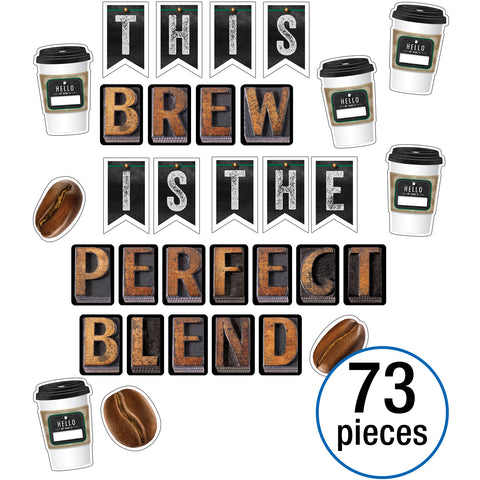 Industrial Cafe This Brew Is the Perfect Blend Bulletin Board Set, 73 Pieces