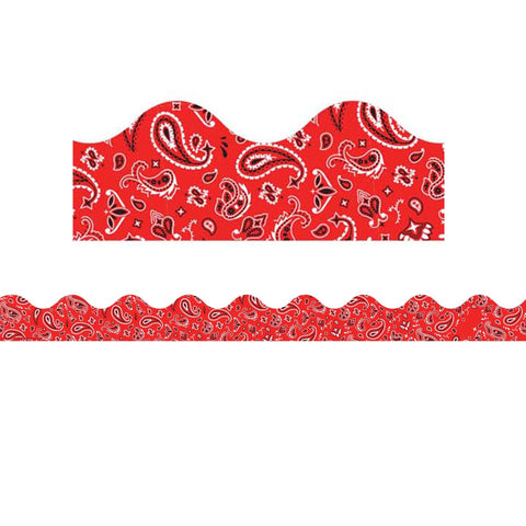 Red Bandana Extra Wide Deco Trim, 37 Feet Per Pack, 6 Packs