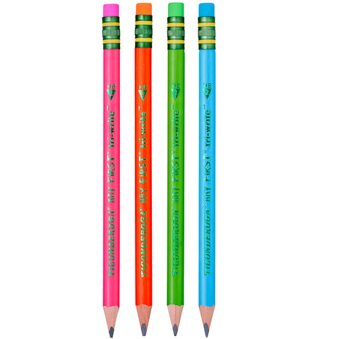 My First® Tri-Write™ Wood-Cased Pencils, Neon Assorted, 12 Per Pack, 2 Packs