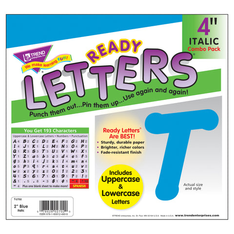 Blue 4" Italic Combo Ready Letters®, 193 Per Pack, 3 Packs