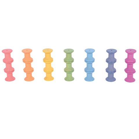 Rainbow Wooden Spools - Set of 21