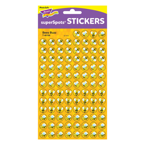 Bees Buzz superSpots® Stickers, 800 Per Pack, 6 Packs