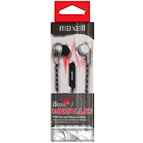 Bass13™ Metallic Earbuds with Mic & Volume Control, Pack of 2