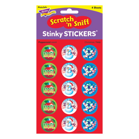 Christmas/Peppermint Stinky Stickers®, 60 Per Pack, 6 Packs