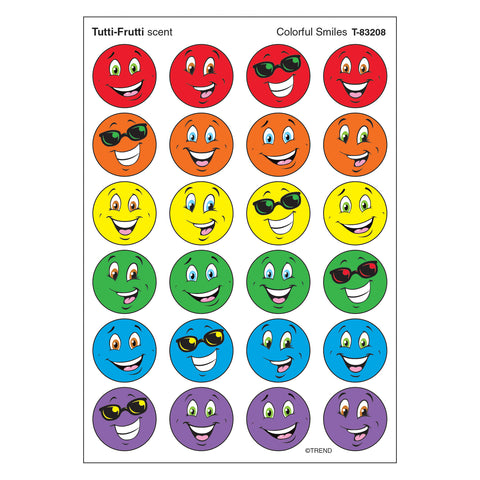 Colorful Smiles/Tutti-Frutti Stinky Stickers®, 96 Per Pack, 6 Packs