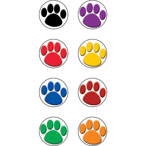 Colorful Paw Prints Mini Stickers, 3/8"Dia, 528 Per Pack, 12 Packs