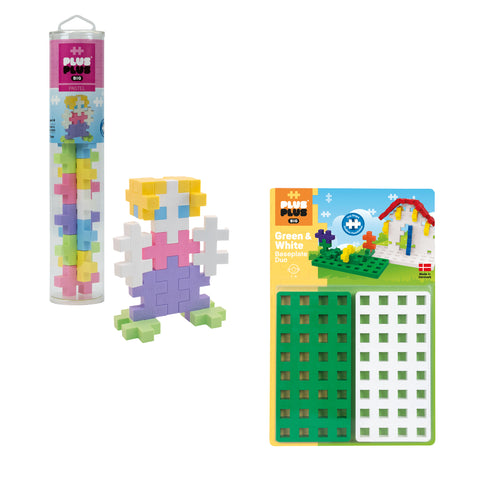 Plus-Plus® BIG 15-Piece Pastel Mix Tube & Baseplate Bundle