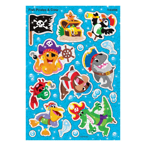 Fish Pirates & Crew Sparkle Stickers®, 32 Per Pack, 6 Packs