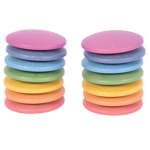 Rainbow Wooden Discs - Set of 14