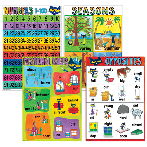 Pete the Cat Early Learning Small Poster Pack, 11" x 15-3/4", Pack of 12