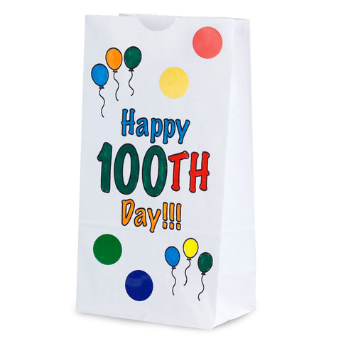 Happy 100th Day Paper Bags, 25 Per Pack, 3 Packs