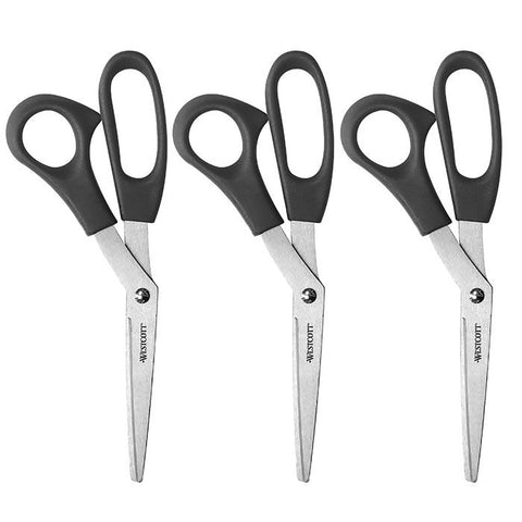 All Purpose 8" Bent Scissors, Pack of 3