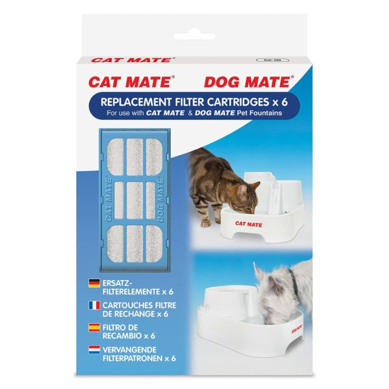 Cat Mate Replacement Filter Cartridge For Pet Fountain - 6 Count