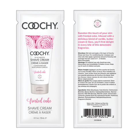 Coochy Shave Cream 15ml. 24pc. Display - Frosted Cake