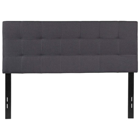 Full size Dark Grey Fabric Linen Upholstered Panel Headboard