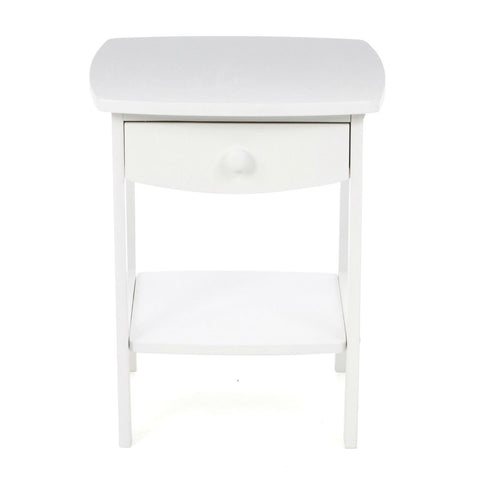 White Wood Contemporary 1-Drawer Bedside Table Nightstand