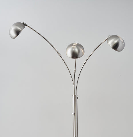 Three Light Steel Orb Floor Lamp