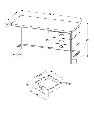 23.75" x 55.25" x 30" Black Particle Board Hollow Core Metal Computer Desk