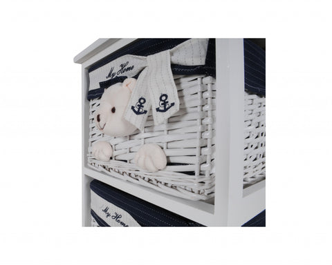 12.5" x 16" x 25" White Blue Portable 2 Drawers