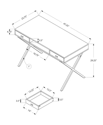 23.75" x 47.25" x 29.25" Brown Black Particle Board Metal Computer Desk