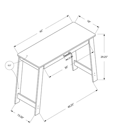 18" x 42" x 29.25" Dark Taupe Particle Board Storage Drawer Computer Desk