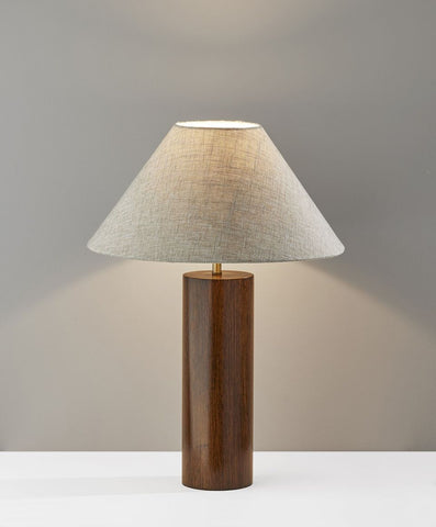 Canopy Walnut Wood Block Table Lamp