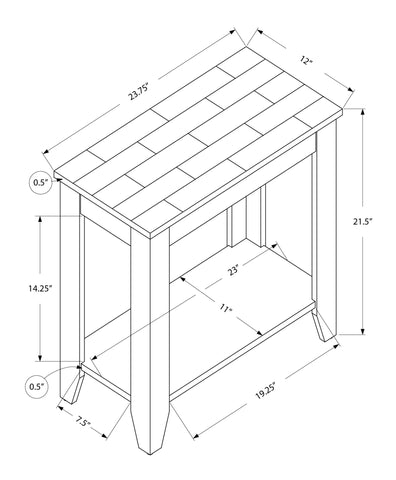 12" x 23.75" x 21.5" Cappuccino Particle Board Laminate Mdf Accent Table