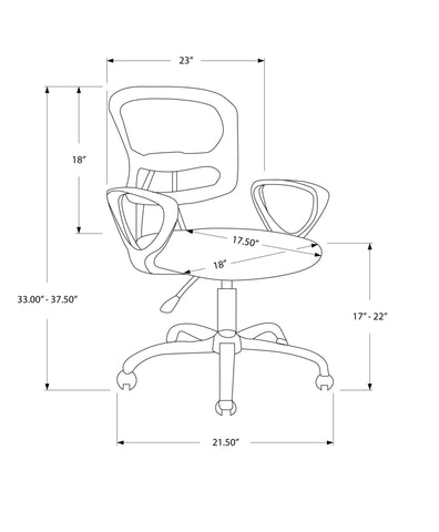 21.5" x 23" x 33" Grey Foam Metal Polypropylene Polyester Office Chair