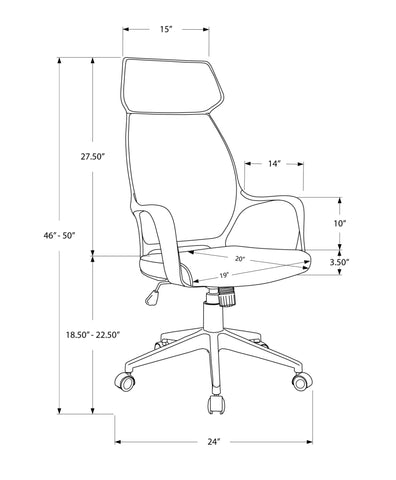 26" x 25" x 96" Grey Foam Polypropylene Microfiber High Back Office Chair