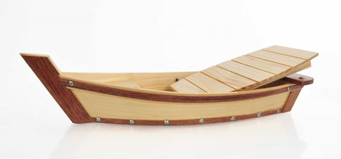 6.25" x 16.75" x 3.37" Small Wooden Sushi Boat Serving Tray