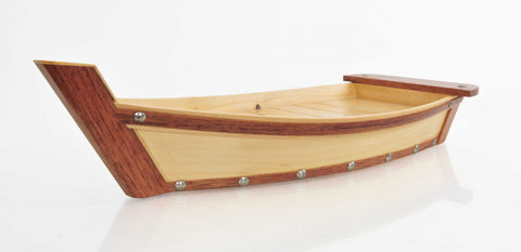 6.25" x 16.75" x 3.37" Small Wooden Sushi Boat Serving Tray