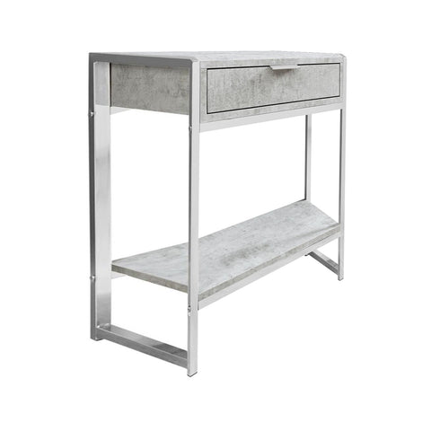 12.75" x 19.5" x 23.75" Grey Finish and Metal Accent Table