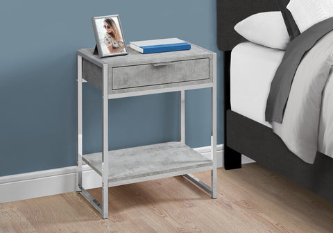 12.75" x 19.5" x 23.75" Grey Finish and Metal Accent Table