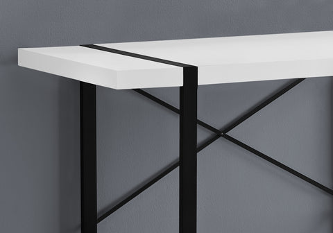 23.75" x 49" x 30" White Black Particle Board Hollow Core Metal Computer Desk