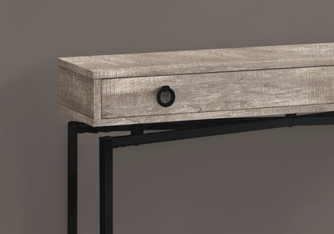 32.5" Taupe Reclaimed Wood Particle Board Accent Table with Black Legs