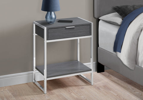 12.75" x 19.5" x 23.75" Grey Finish and Metal Accent Table