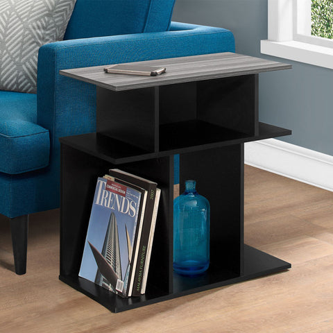 11.75" x 23.75" x 23.75" Black Grey Particle Board Laminate Accent Table