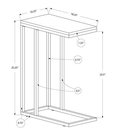 18.25" x 10.25" x 25.25" Grey Particle Board Metal Accent Table